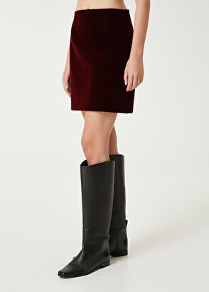 Beymen Club Burgundy Mini Velvet Skirt - 8